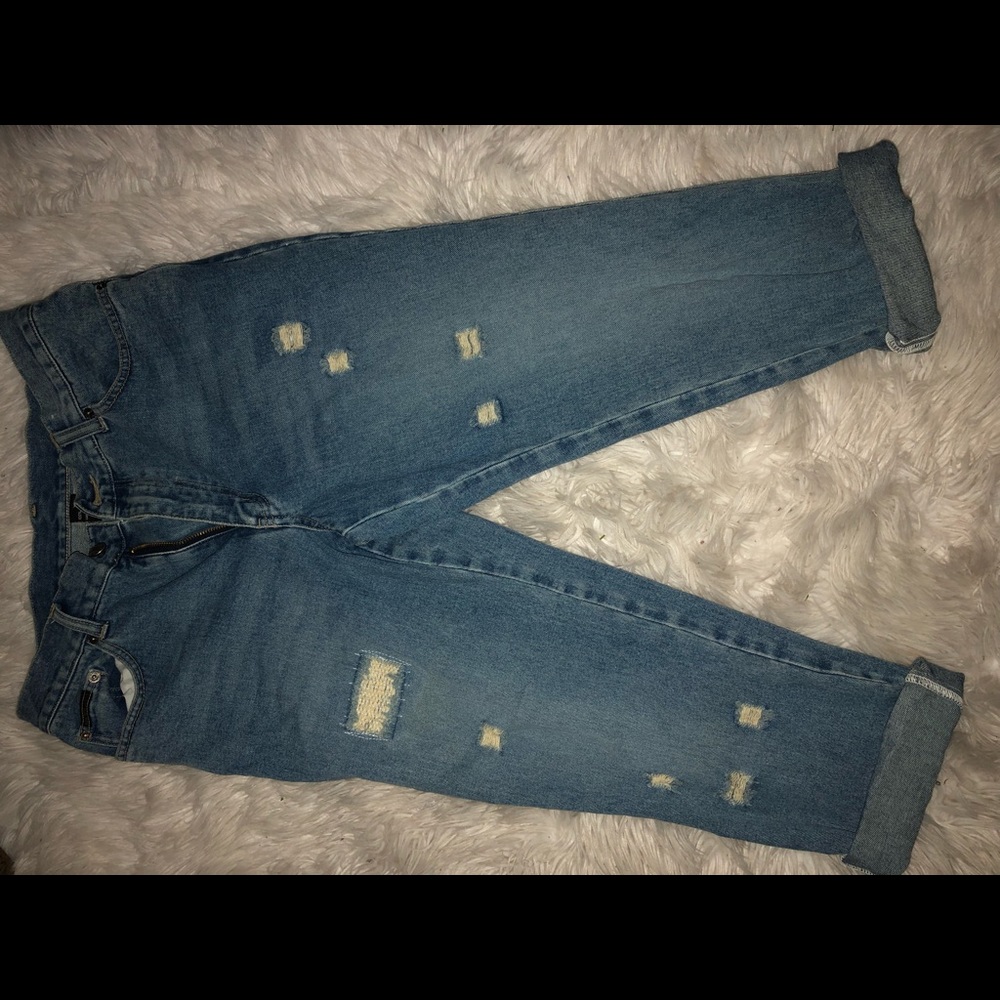 Three quarter length mom jeans
